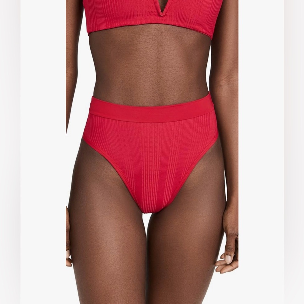 L*Space Lipstick Red Frenchi High Waist & Leg Bitsy Cut Bikini Bottom   XS. NWT